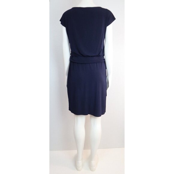 SAINT TROPEZ WEST - WOMEN'S NAVY BLUE STRETCH KNIT DRESS - SIZE 6 - Picture 7 of 8
